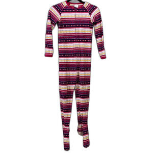 Lands End Kid Girls' Fair Isle Fleece zip 1 pc footed Pajama PJs girls Size 8